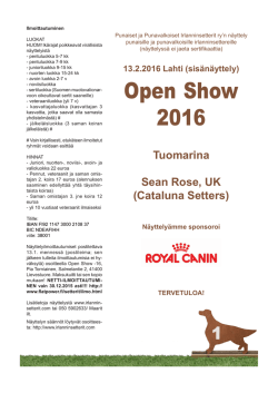 Open Show 2016 - Punaiset ja Punavalkoiset Irlanninsetterit ry