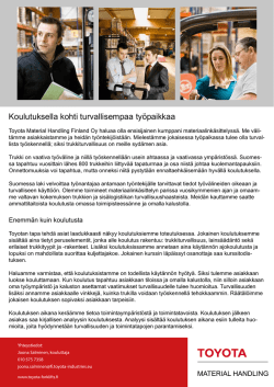 Kuljettajakoulutus esite - Toyota Material Handling Finland Oy