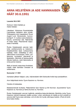 ANNA HELSTÈNIN JA ADE HANNIKAISEN HÄÄT 30.6.1951