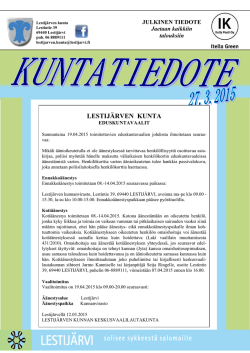 Lestijarvi.fi Kuntatiedotteet Kuntatiedote 27 03 2015