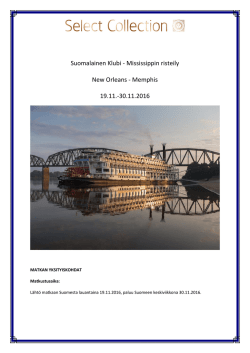 Matkaohjelma Mississippi 2016