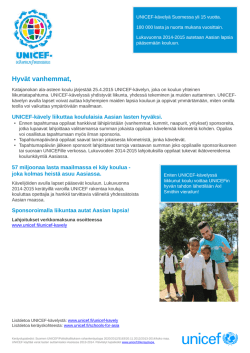 Kirje UNICEF-kävelystä vanhemmille