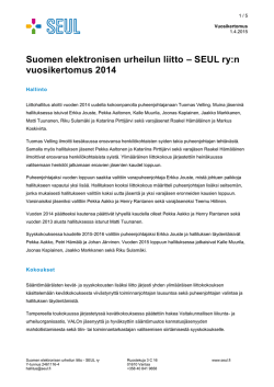 Suomen elektronisen urheilun liitto – SEUL ry:n vuosikertomus 2014