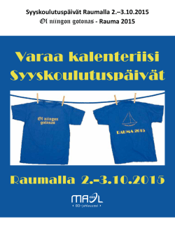Syyskoulutuspäivät Raumalla 2.–3.10.2015