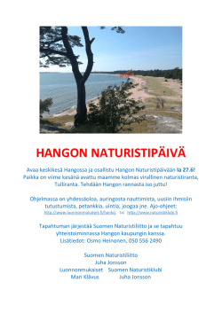 HANGON NATURISTIPÄIVÄ - Suomen Naturistiliitto ry