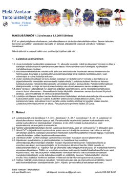 Vantaa - Finland MAKSUSÄÄNNÖT 1.3 (voimassa 1.1.2015 lähtien