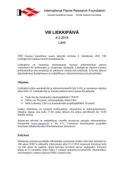VIII LIEKKIPÄIVÄ - Finnish Flame Research Committee (FFRC)