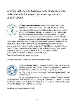 APURAHAT JA PALKINNOT 2015 - Suomen Lääketieteen Säätiö