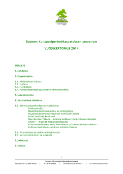 Vuosikertomus 2014 - Kulttuuriperintökasvatuksen seura