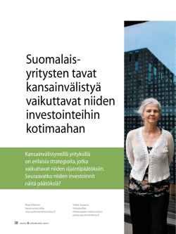 Suomalais- yritysten tavat kansainvälistyä vaikuttavat niiden