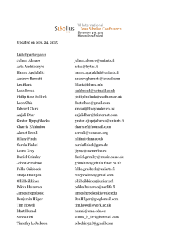 Updated on Nov. 24, 2015 List of participants Juhani Alesaro juhani
