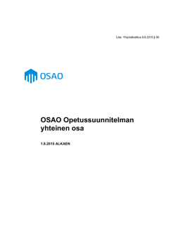 OSAO Opetussuunnitelman yhteinen osa
