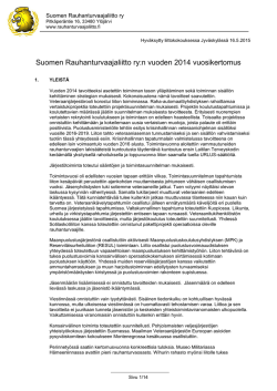 Suomen Rauhanturvaajaliiton vuosikertomus 2014