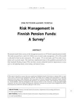 Risk Management in Finnish Pension Funds: A Survey1
