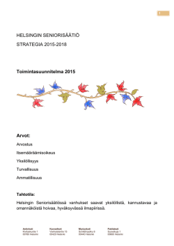 Toimintasuunnitelma 2015 - Helsingin Seniorisäätiö