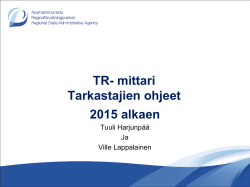 TR- mittari Tarkastajien ohjeet 2015 alkaen