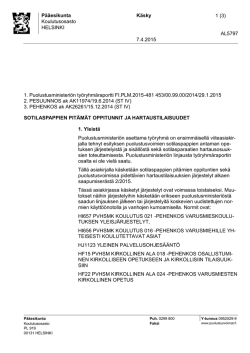 Pääesikunnan koulutusosaston käsky 7.4.2015