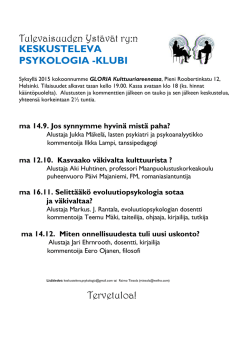 Keskusteleva Psykologia -klubin syksyn ohjelma 2015