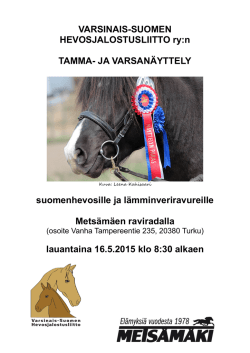 Hevosjalostusliitot.fi Varsinaissuomi Turku 16.5.2015 Ohjelma