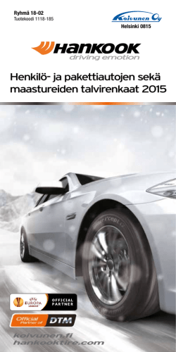 Henkilö- ja pakettiautojen sekä maastureiden talvirenkaat 2015