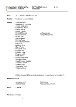 KAUHAVAN SEURAKUNTA PÖYTÄKIRJA 2/2015 1(11