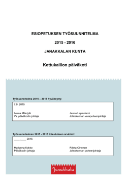 Esiopetuksen työsuunnitelma 2016-2015