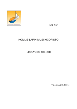 Musiikkiopiston työsuunnitelma lukuvuodelle 2015-2016