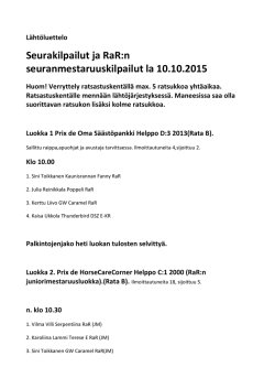 Seurakilpailut ja RaR:n seuranmestaruuskilpailut la 10.10.2015