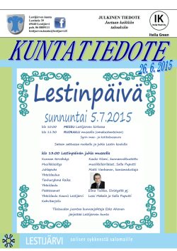 Lestijarvi.fi Kuntatiedotteet Kuntatiedote 26 06 2015