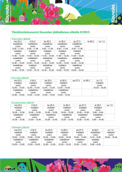 Yleisöluisteluvuorot Kouvolan jäähalleissa viikolla 9/2015