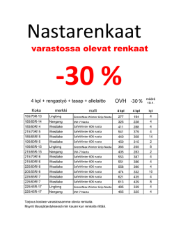 varastossa olevat renkaat