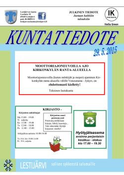 Lestijarvi.fi Kuntatiedotteet Kuntatiedote 29 05 2015