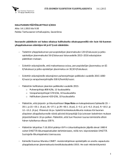 Hallituksen kokous 3/2015 päätösluettelo - Itä