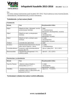 Infopaketti kaudelle 2015-2016 30.6.2015 Sivu 1 / 6 - Varala
