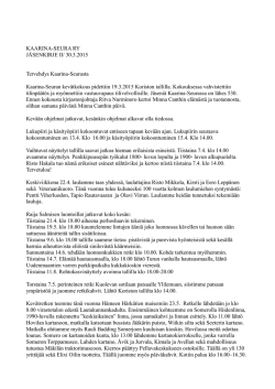 KAARINA-SEURA RY JÄSENKIRJE II/ 30.3.2015 Tervehdys Kaarina