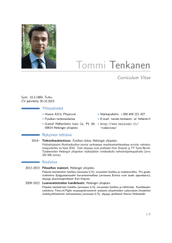 Tommi Tenkanen – Curriculum Vitae