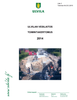 Vesilaitoksen vuoden 2015 toimintakertomus