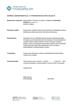 Liite 5. Etelä-Karjalan työkunto: työterveyshuollon sopimus
