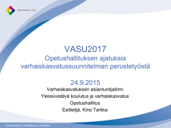 VASU2017 – Opetushallituksen ajatuksia