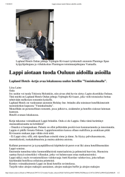 Lappi aiotaan tuoda Ouluun aidoilla asioilla Lapland Hotels