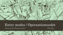 Entry modes / Operaatiomuodot