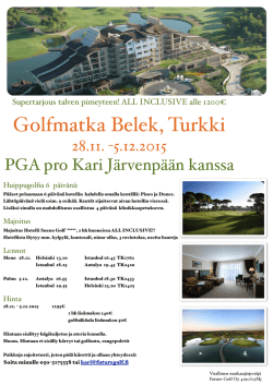 Golfmatka Belek 28.11.-5.12.2015 - Tammer-Golf