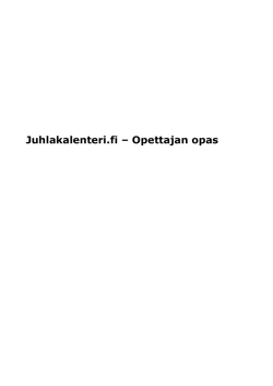 Juhlakalenteri.fi – Opettajan opas - Juhlakalenteri 2015-2016