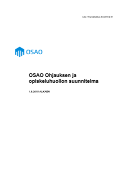 OSAO Ohjauksen ja opiskeluhuollon suunnitelma