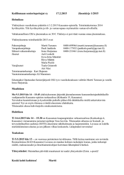 Koillismaan senioriopettajat ry 17.2.2015 Jäsenkirje 1/2015