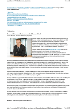 Sivu 1/6 Uutiskirje 2/2013 | Suomen Akatemia 17.3.2015 http://www