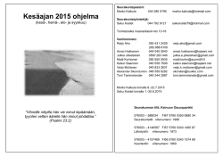 Kesäajan 2015 ohjelma - Kajaanin helluntaiseurakunta