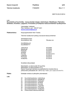 Espoon kaupunki Pöytäkirja § 68 Tekninen lautakunta 17.06.2015