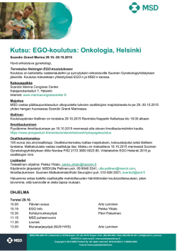 Kutsu: EGO-koulutus: Onkologia, Helsinki