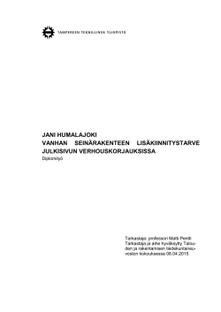 jani humalajoki vanhan seinärakenteen lisäkiinnitystarve julkisivun